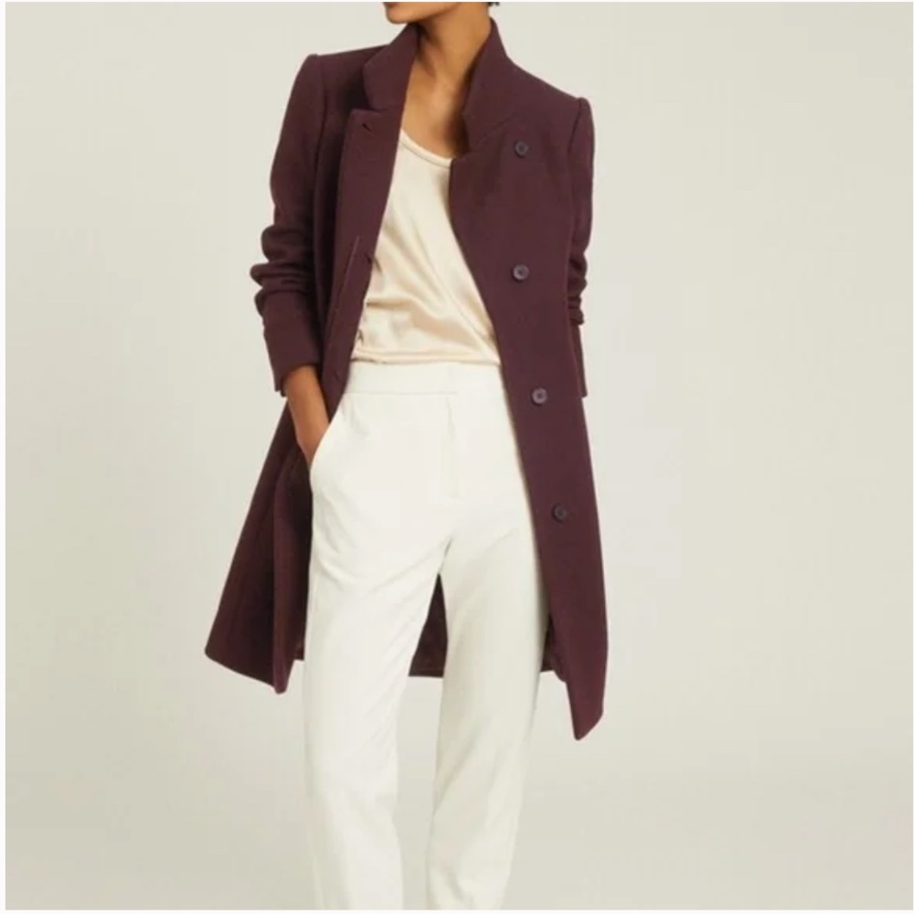 REISS Marcie Wool Coat in Plum Berry NWT US4 UK8
